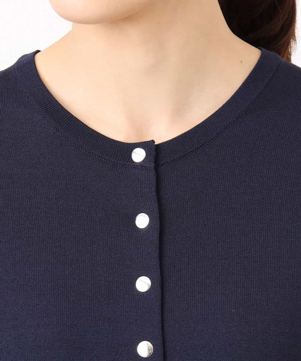 FKSGD40140 MK MICHEL KLEIN(MK ミッシェルクラン) [UVカット/接触冷感/洗える]ドット釦ニットカーディガン ネイビー