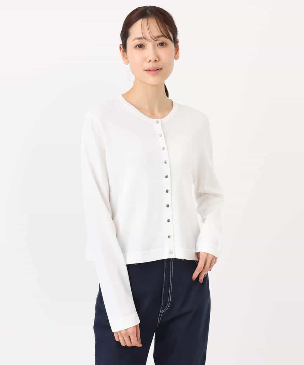 FKSGD40140 MK MICHEL KLEIN(MK ミッシェルクラン) [UVカット/接触冷感/洗える]ドット釦ニットカーディガン ネイビー