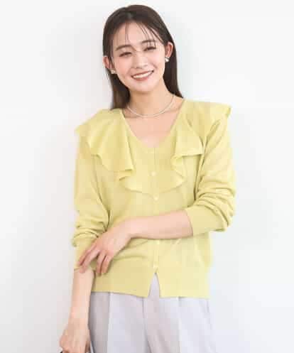 FKSGD41160 MK MICHEL KLEIN ラッフルフリルデザインカーディガン/接触冷感/UVカット/洗える