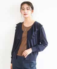 FKSGD41160 MK MICHEL KLEIN(MK ミッシェルクラン) ラッフルフリルデザインカーディガン/接触冷感/UVカット/洗える イエロー