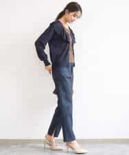 FKSGD41160 MK MICHEL KLEIN(MK ミッシェルクラン) ラッフルフリルデザインカーディガン/接触冷感/UVカット/洗える イエロー