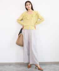 FKSGD41160 MK MICHEL KLEIN(MK ミッシェルクラン) ラッフルフリルデザインカーディガン/接触冷感/UVカット/洗える イエロー