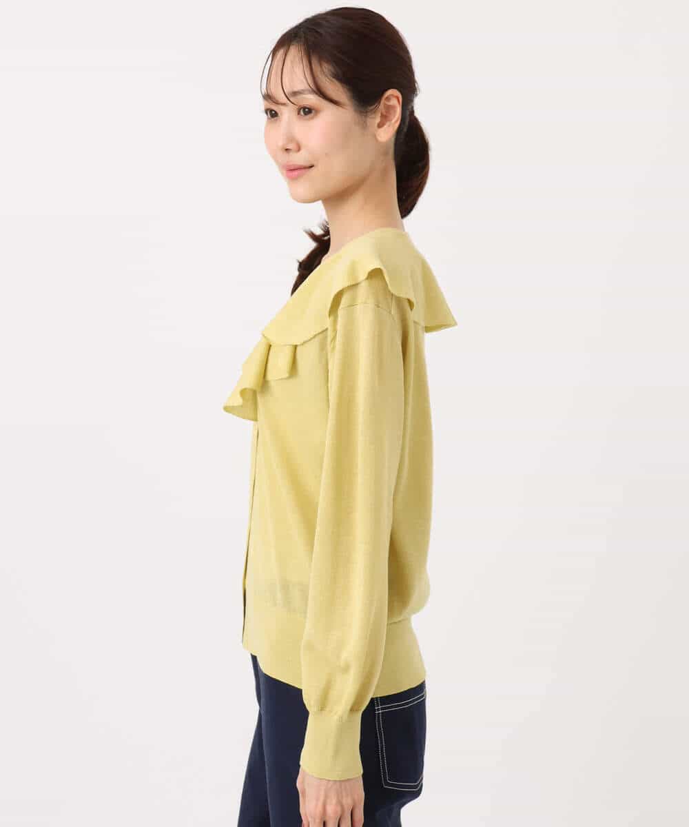 FKSGD41160 MK MICHEL KLEIN(MK ミッシェルクラン) ラッフルフリルデザインカーディガン/接触冷感/UVカット/洗える イエロー