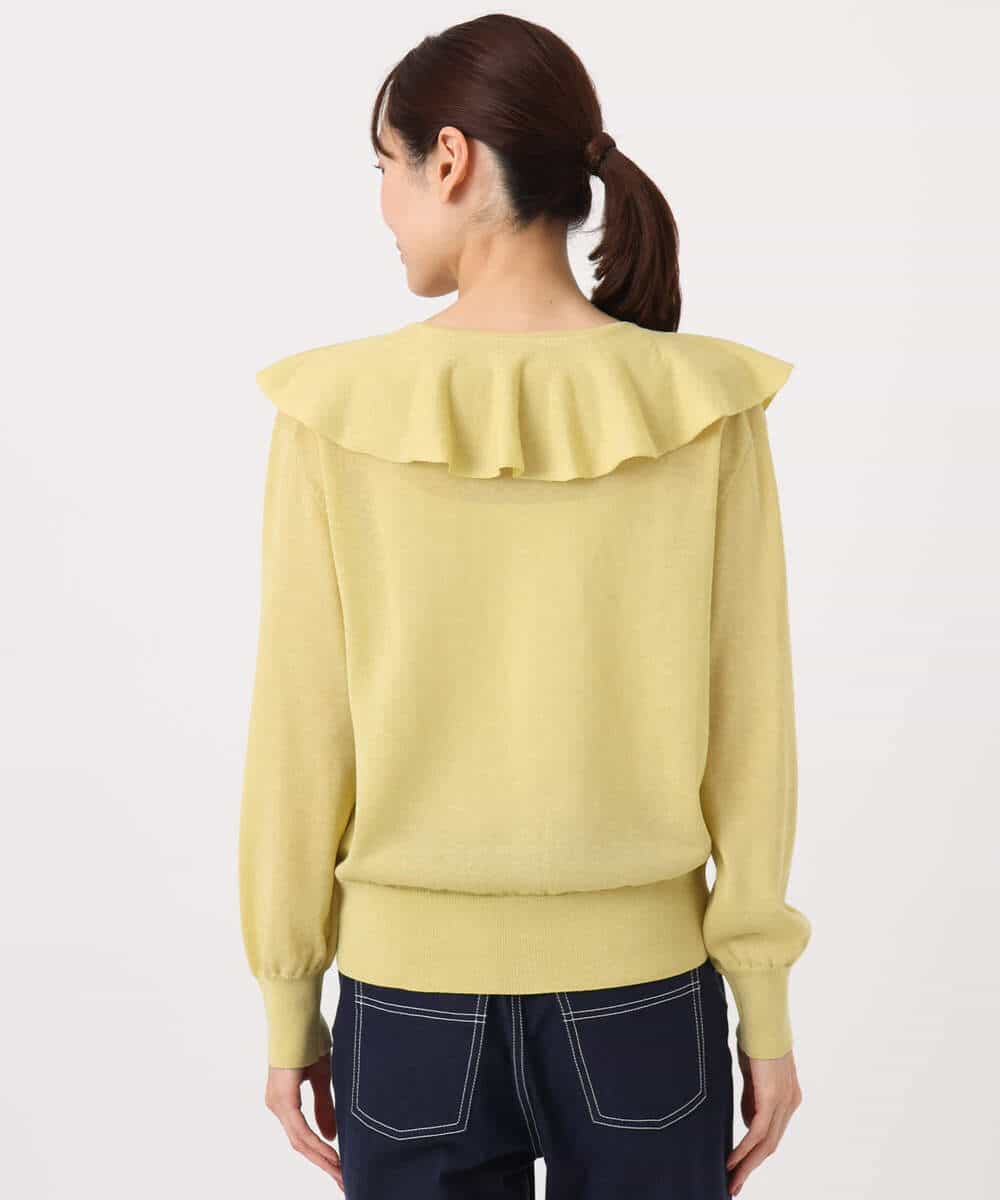 FKSGD41160 MK MICHEL KLEIN(MK ミッシェルクラン) ラッフルフリルデザインカーディガン/接触冷感/UVカット/洗える イエロー