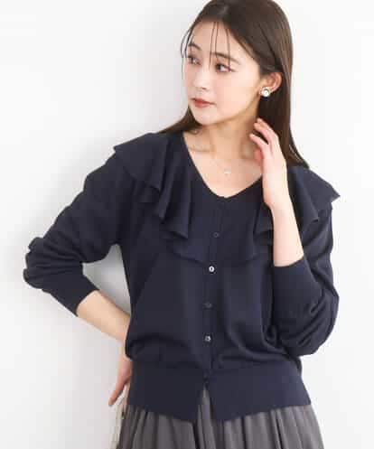 FKSGD41160 MK MICHEL KLEIN ラッフルフリルデザインカーディガン/接触冷感/UVカット/洗える