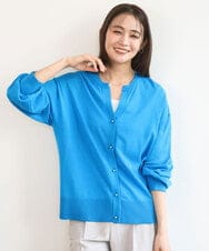 FKSGD42150 MK MICHEL KLEIN(MK ミッシェルクラン) [UVカット/接触冷感/洗える]キーネックカーディガン ブルー