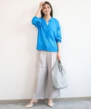 FKSGD42150 MK MICHEL KLEIN(MK ミッシェルクラン) [UVカット/接触冷感/洗える]キーネックカーディガン ブルー