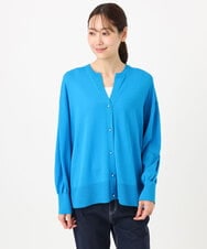 FKSGD42150 MK MICHEL KLEIN(MK ミッシェルクラン) [UVカット/接触冷感/洗える]キーネックカーディガン ブルー