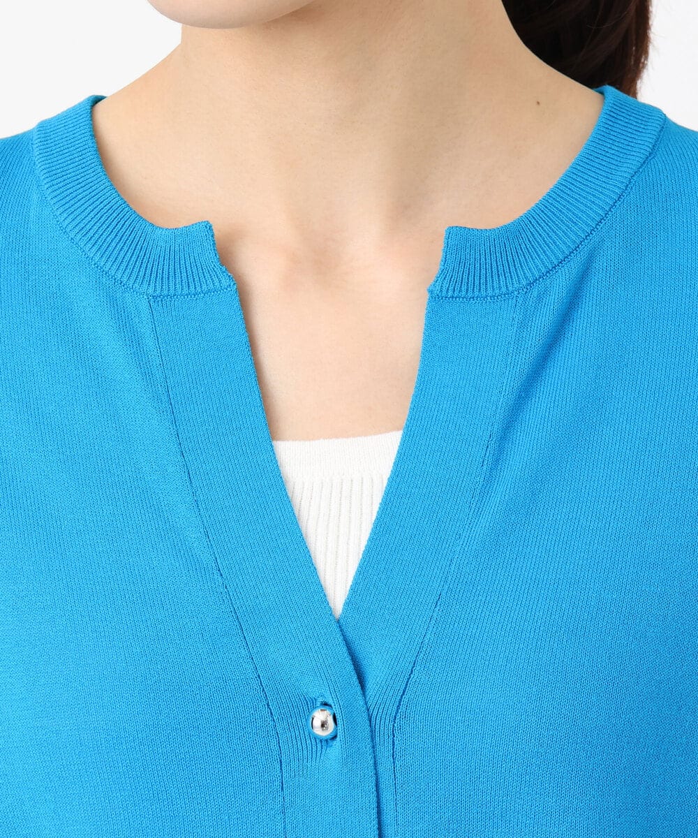 FKSGD42150 MK MICHEL KLEIN(MK ミッシェルクラン) [UVカット/接触冷感/洗える]キーネックカーディガン ブルー