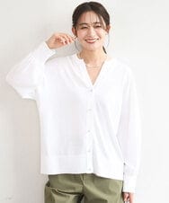 FKSGD42150 MK MICHEL KLEIN(MK ミッシェルクラン) [UVカット/接触冷感/洗える]キーネックカーディガン ブルー