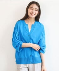 FKSGD42150 MK MICHEL KLEIN(MK ミッシェルクラン) [UVカット/接触冷感/洗える]キーネックカーディガン ブルー