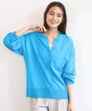 FKSGD42150 MK MICHEL KLEIN(MK ミッシェルクラン) キーネックカーディガン/接触冷感/UVカット/洗える ブルー