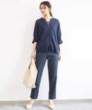 FKSGD42150 MK MICHEL KLEIN(MK ミッシェルクラン) キーネックカーディガン/接触冷感/UVカット/洗える ブルー