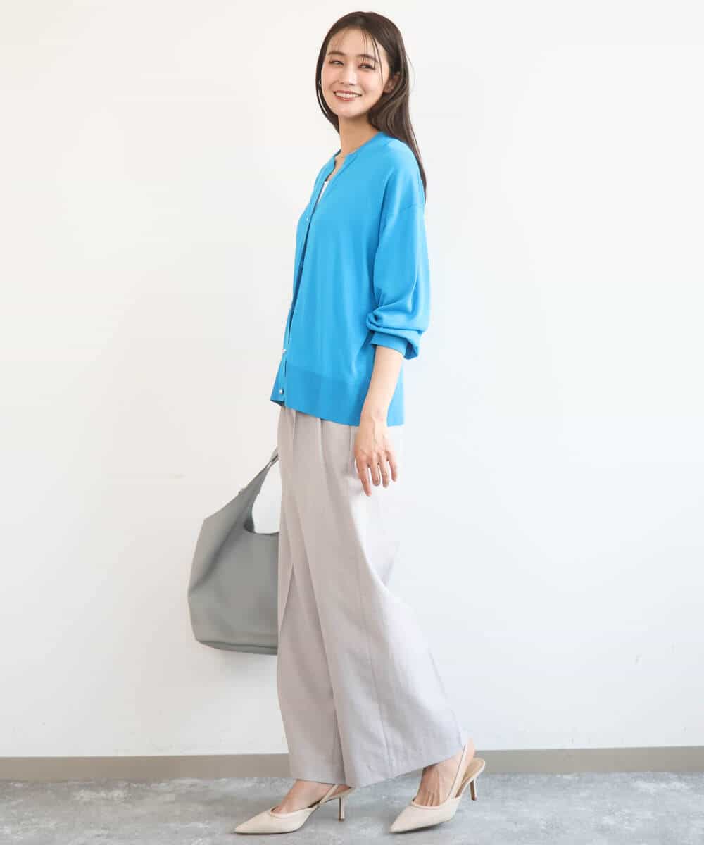 FKSGD42150 MK MICHEL KLEIN(MK ミッシェルクラン) キーネックカーディガン/接触冷感/UVカット/洗える ブルー