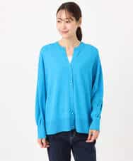 FKSGD42150 MK MICHEL KLEIN(MK ミッシェルクラン) キーネックカーディガン/接触冷感/UVカット/洗える ブルー