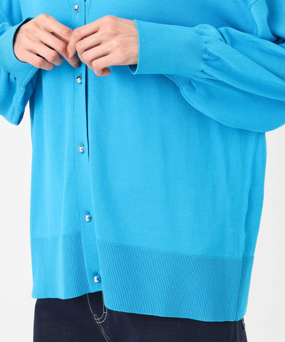 FKSGD42150 MK MICHEL KLEIN(MK ミッシェルクラン) キーネックカーディガン/接触冷感/UVカット/洗える ブルー