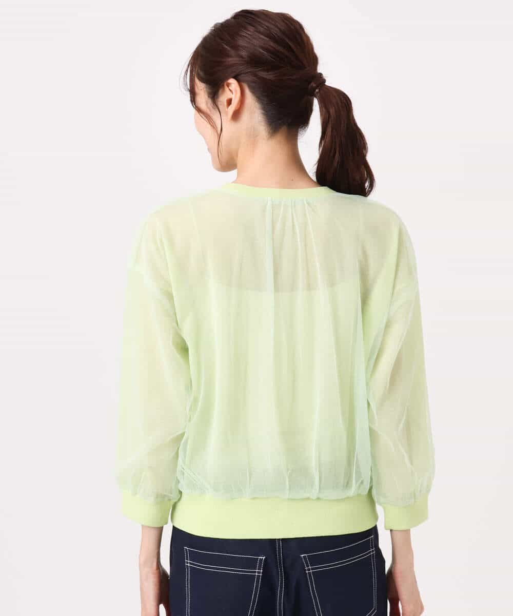 FKSGD50160 MK MICHEL KLEIN(MK ミッシェルクラン) [洗える]チュールシアーニットカーディガン ライムグリーン