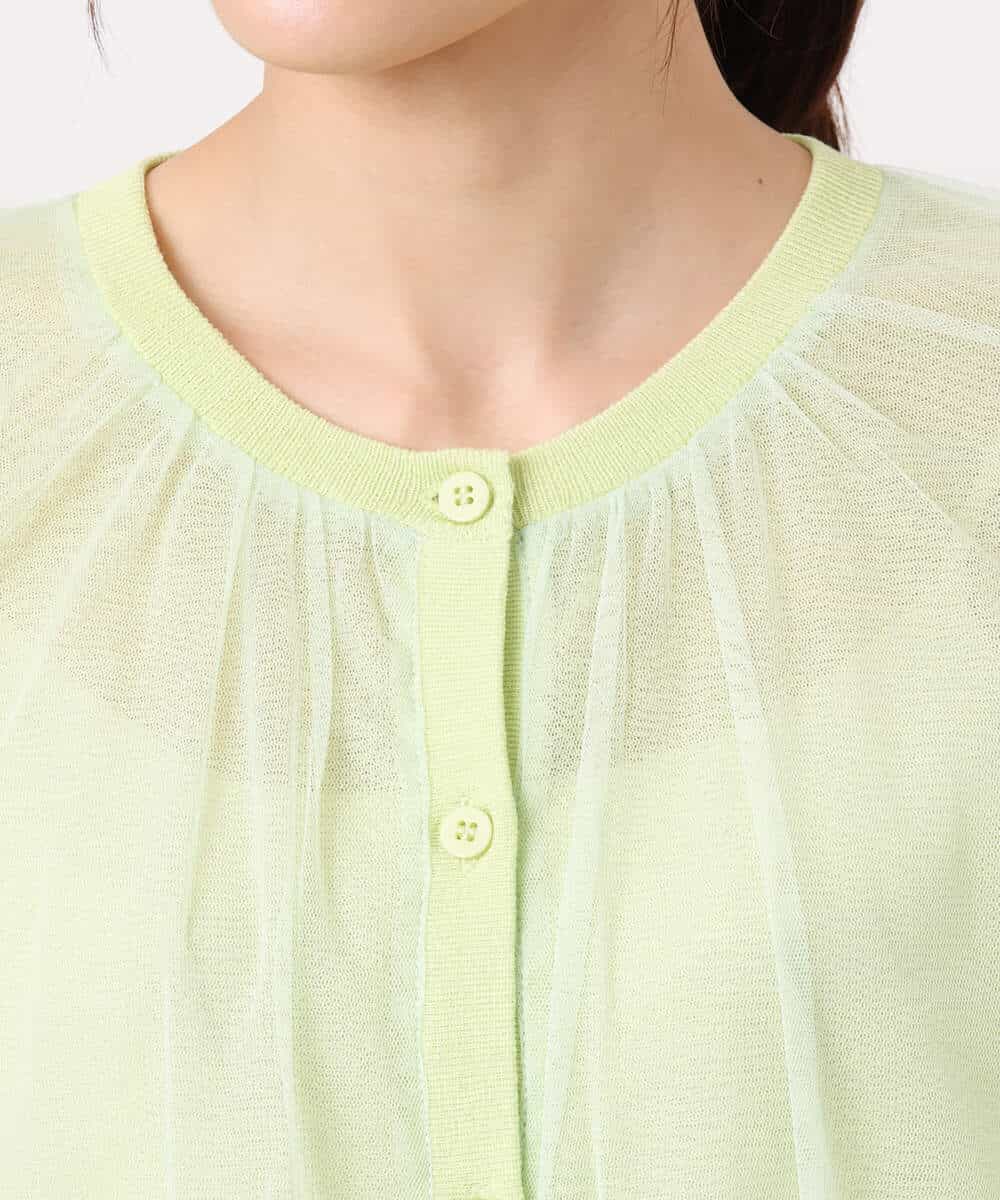 FKSGD50160 MK MICHEL KLEIN(MK ミッシェルクラン) [洗える]チュールシアーニットカーディガン ライムグリーン