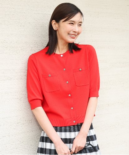 FKSGD53140 MK MICHEL KLEIN [UVカット/接触冷感/洗える]コンパクトニットカーディガン