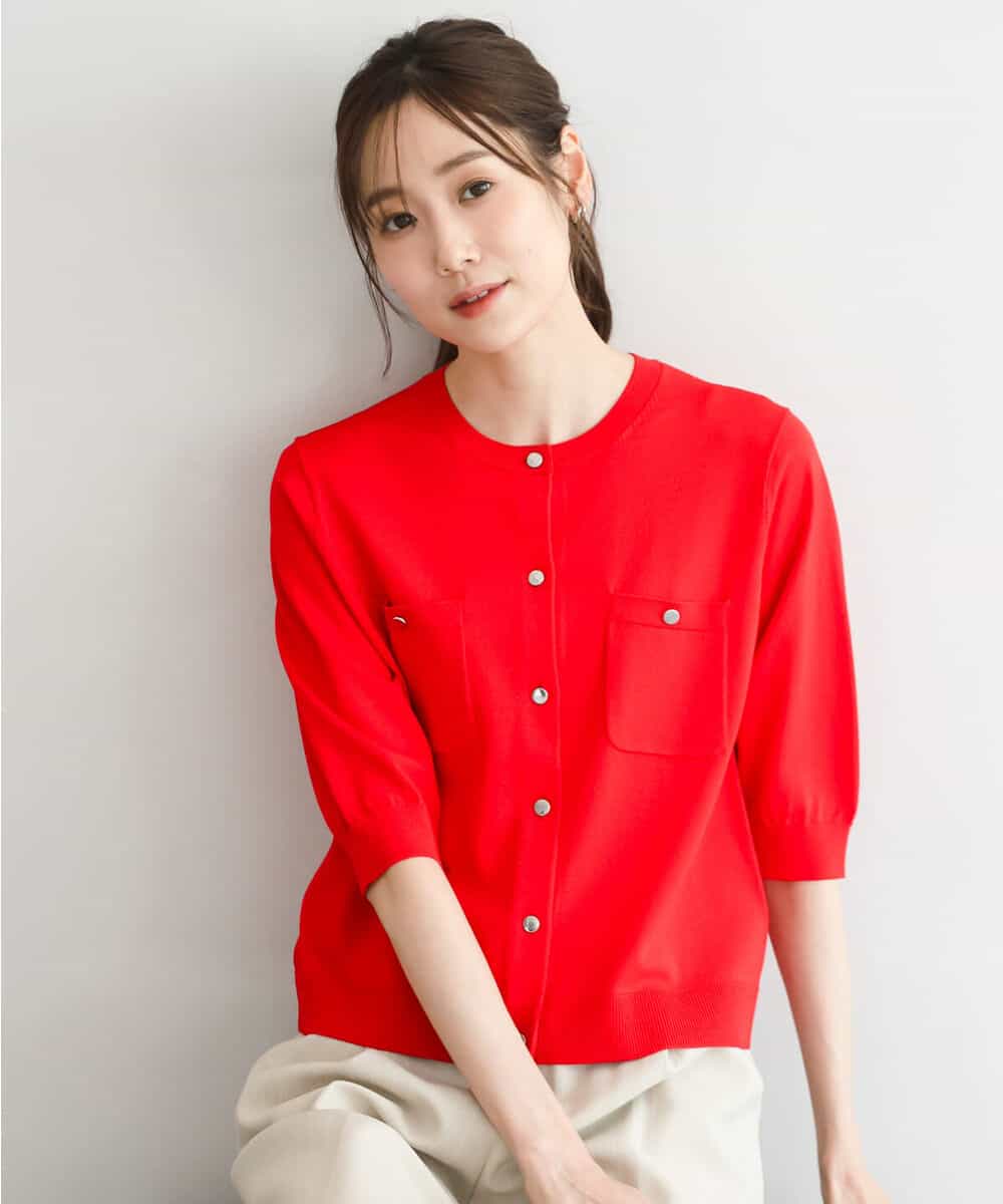 FKSGD53140 MK MICHEL KLEIN(MK ミッシェルクラン) [UVカット/接触冷感/洗える]コンパクトニットカーディガン ブラウン