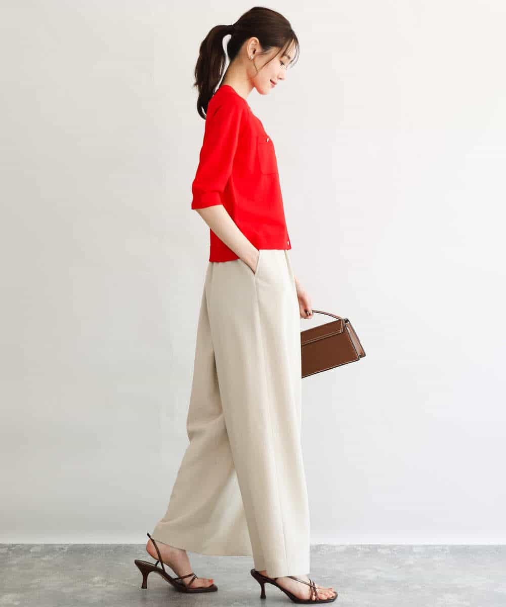 FKSGD53140 MK MICHEL KLEIN(MK ミッシェルクラン) [UVカット/接触冷感/洗える]コンパクトニットカーディガン ブラウン