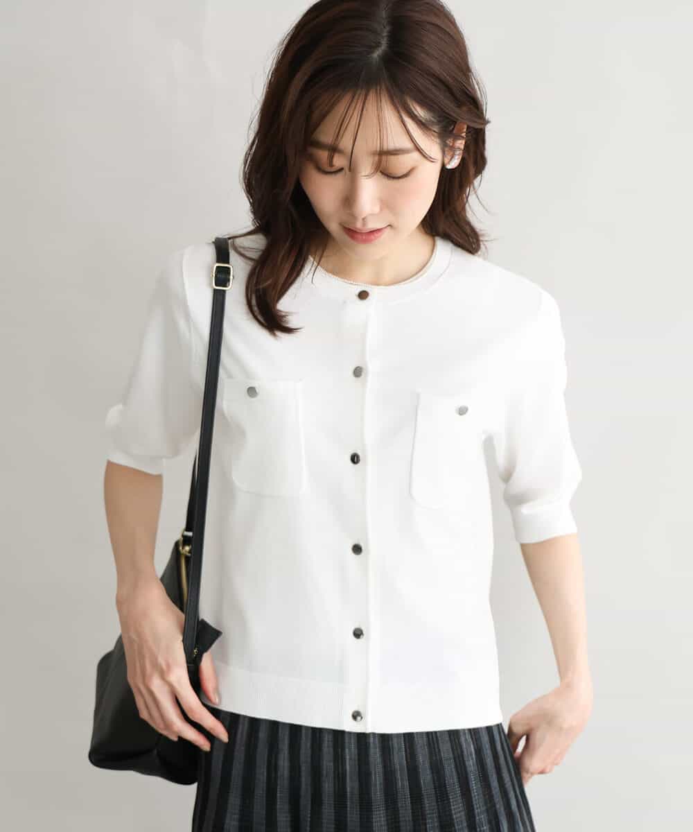 FKSGD53140 MK MICHEL KLEIN(MK ミッシェルクラン) [UVカット/接触冷感/洗える]コンパクトニットカーディガン ブラウン