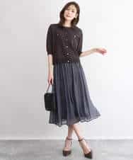 FKSGD53140 MK MICHEL KLEIN(MK ミッシェルクラン) [UVカット/接触冷感/洗える]コンパクトニットカーディガン ブラウン