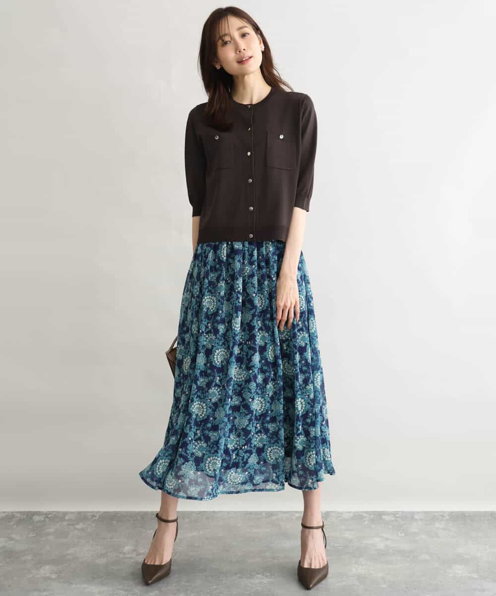 FKSGD53140 MK MICHEL KLEIN(MK ミッシェルクラン) [UVカット/接触冷感/洗える]コンパクトニットカーディガン ブラウン