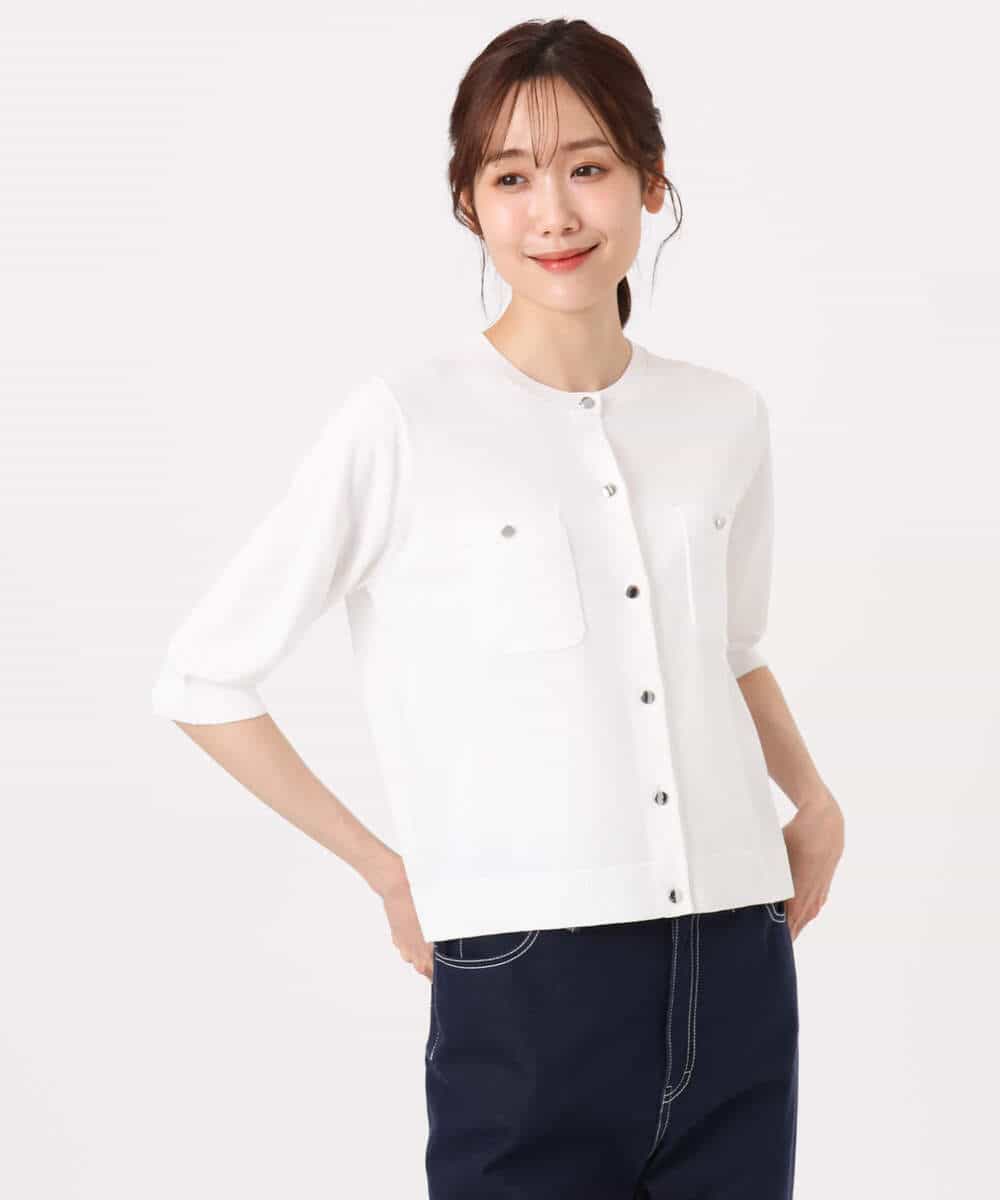 FKSGD53140 MK MICHEL KLEIN(MK ミッシェルクラン) [UVカット/接触冷感/洗える]コンパクトニットカーディガン ブラウン