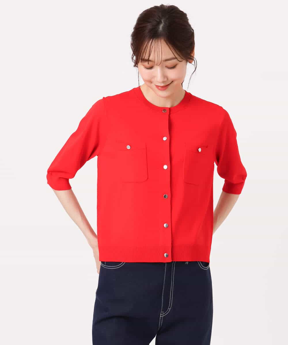 FKSGD53140 MK MICHEL KLEIN(MK ミッシェルクラン) [UVカット/接触冷感/洗える]コンパクトニットカーディガン ブラウン