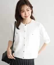 FKSGD53140 MK MICHEL KLEIN(MK ミッシェルクラン) [UVカット/接触冷感/洗える]コンパクトニットカーディガン ホワイト