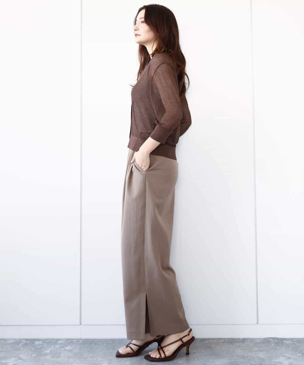FKSHA50140 MK MICHEL KLEIN(MK ミッシェルクラン) メッシュ柄ニットカーディガン イエロー