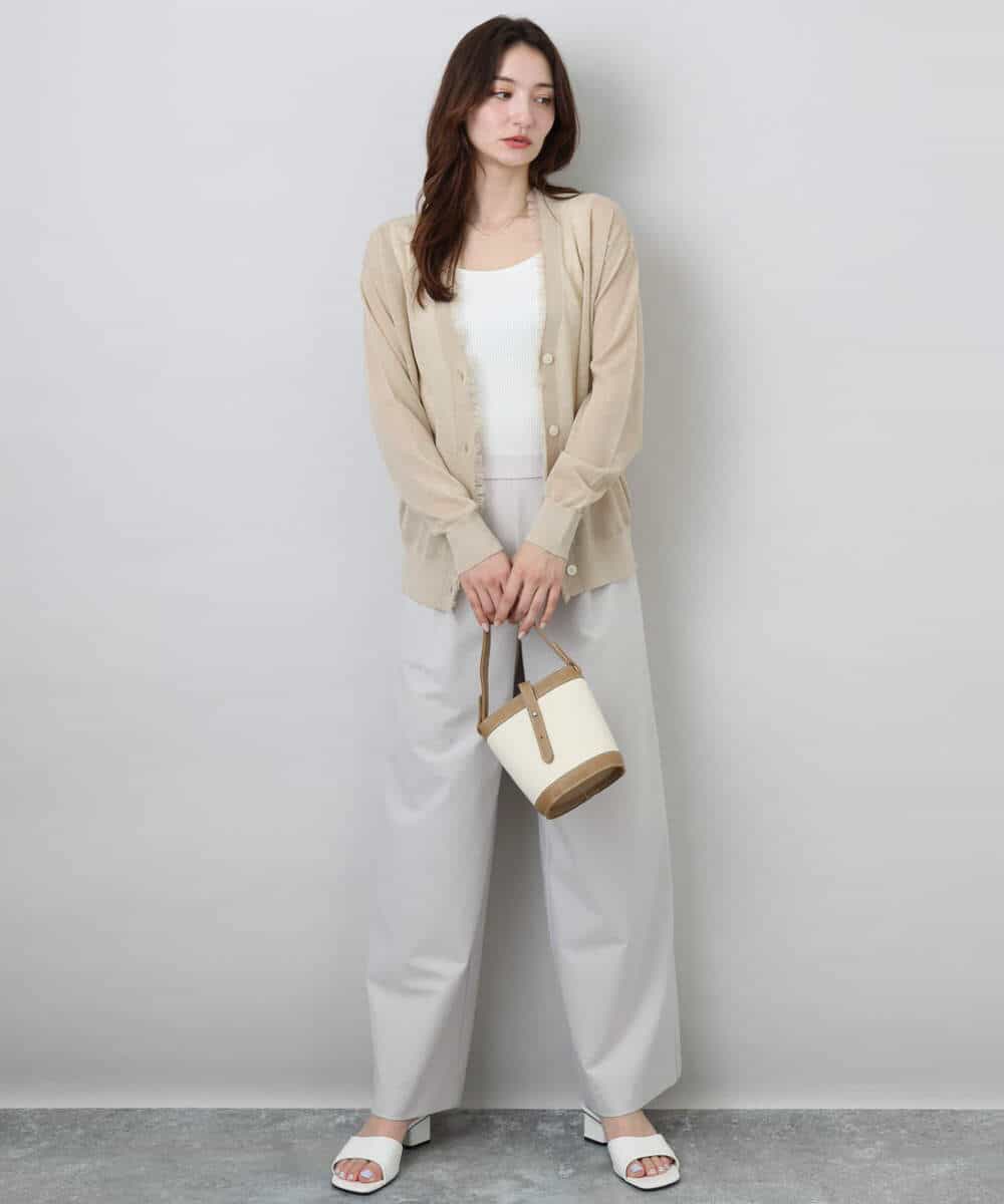 FKSHA51160 MK MICHEL KLEIN(MK ミッシェルクラン) フリンジディティールシアーニットカーディガン/洗える ベージュ