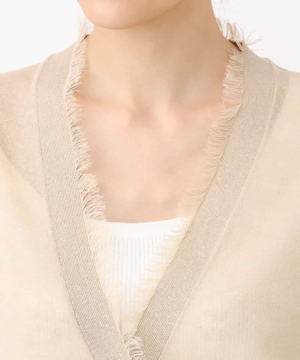 FKSHA51160 MK MICHEL KLEIN(MK ミッシェルクラン) フリンジディティールシアーニットカーディガン/洗える ベージュ