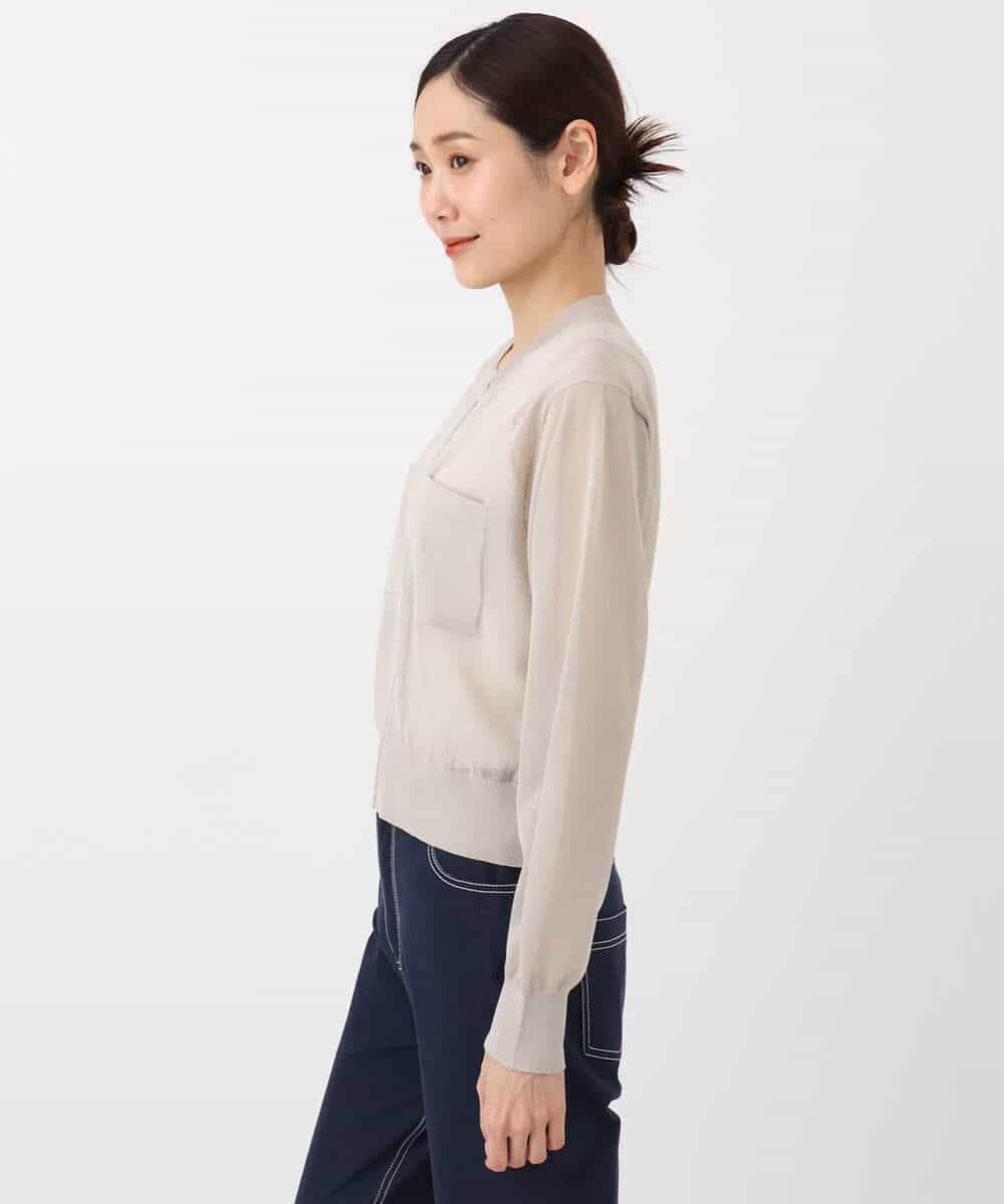 FKSHA52160 MK MICHEL KLEIN(MK ミッシェルクラン) ダブルジップシアーニットブルゾン/接触冷感/洗える ライトグレー