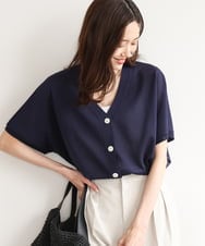 FKSHD61140 MK MICHEL KLEIN(MK ミッシェルクラン) [洗える]Vネックドルマンスリーブカーディガン ネイビー