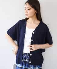 FKSHD61140 MK MICHEL KLEIN(MK ミッシェルクラン) [洗える]Vネックドルマンスリーブカーディガン ネイビー