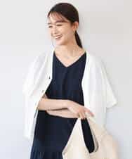 FKSHD61140 MK MICHEL KLEIN(MK ミッシェルクラン) [洗える]Vネックドルマンスリーブカーディガン ネイビー