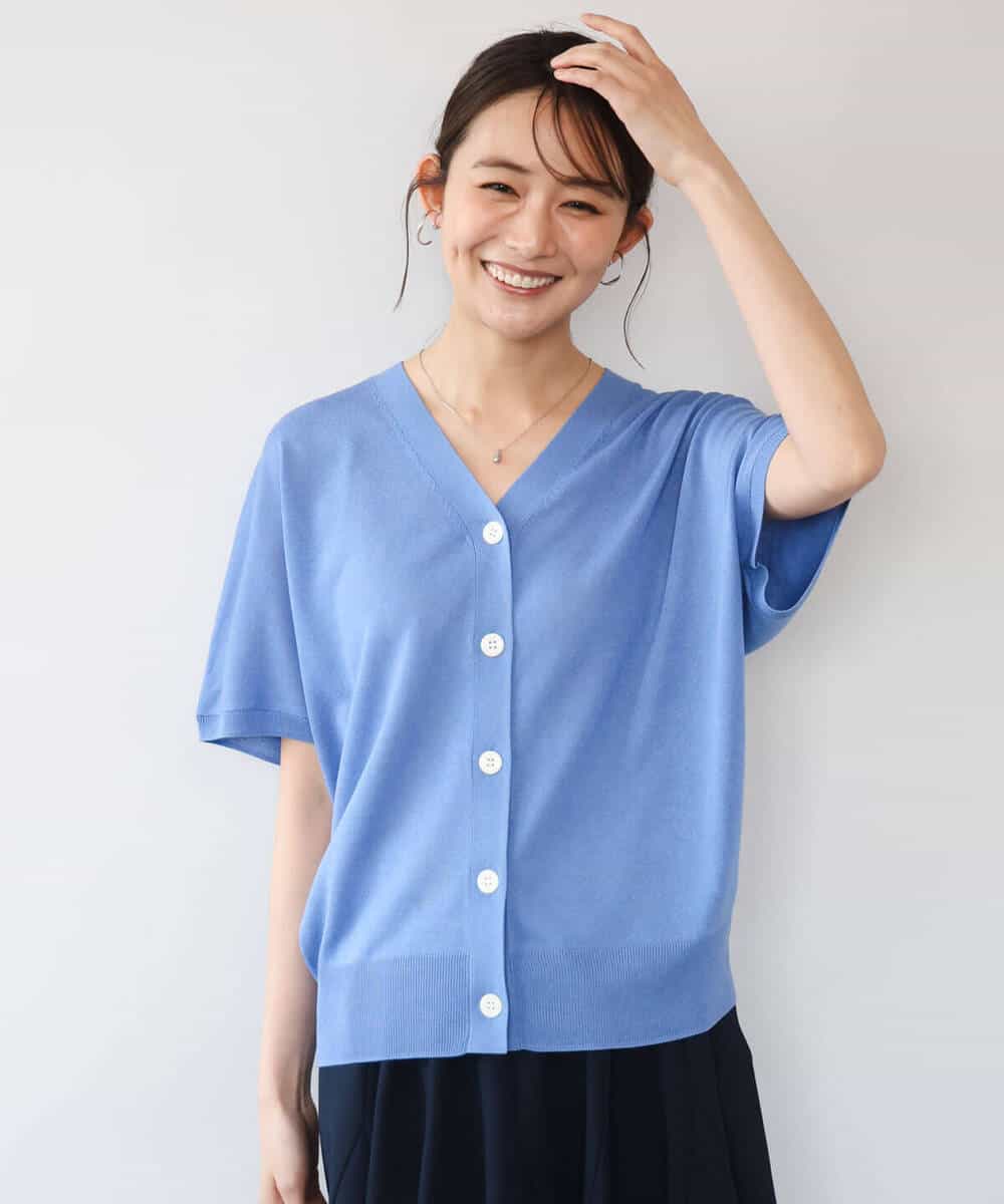 FKSHD61140 MK MICHEL KLEIN(MK ミッシェルクラン) [洗える]Vネックドルマンスリーブカーディガン ネイビー