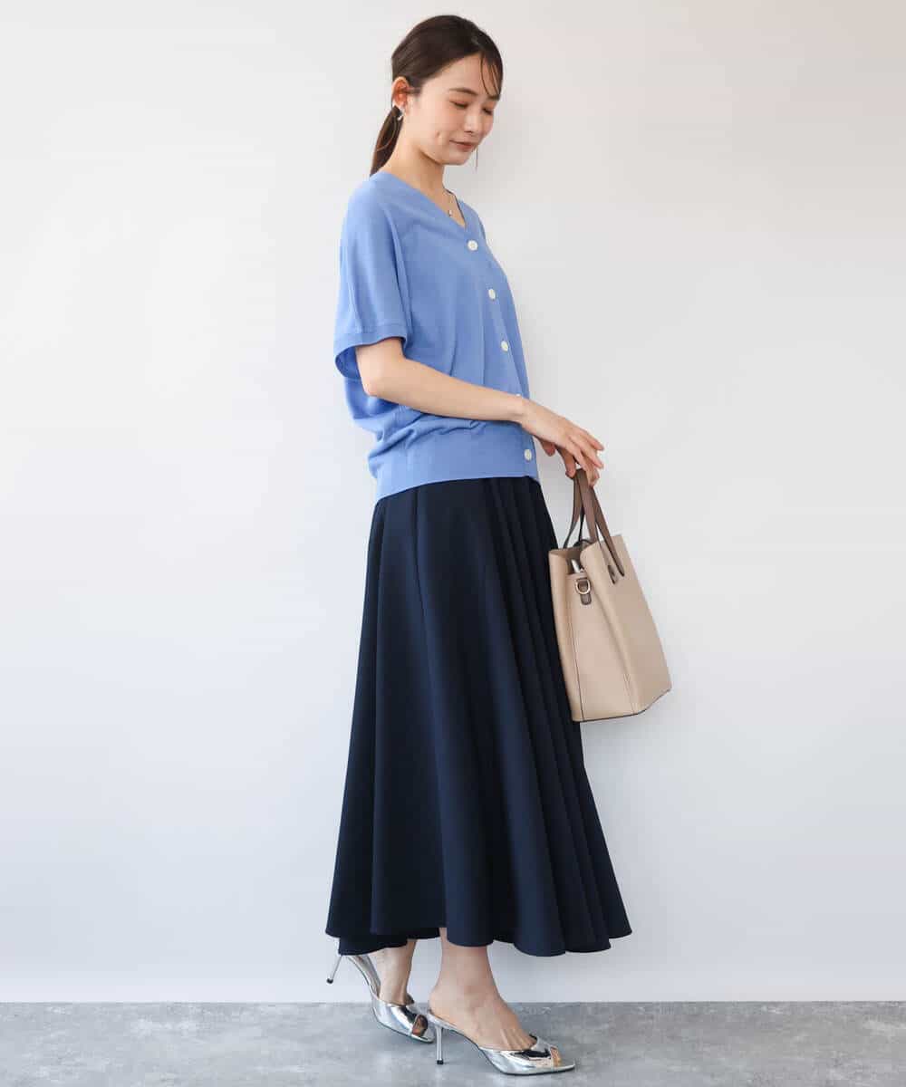 FKSHD61140 MK MICHEL KLEIN(MK ミッシェルクラン) [洗える]Vネックドルマンスリーブカーディガン ネイビー