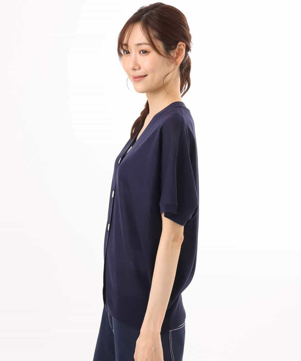 FKSHD61140 MK MICHEL KLEIN(MK ミッシェルクラン) [洗える]Vネックドルマンスリーブカーディガン ネイビー