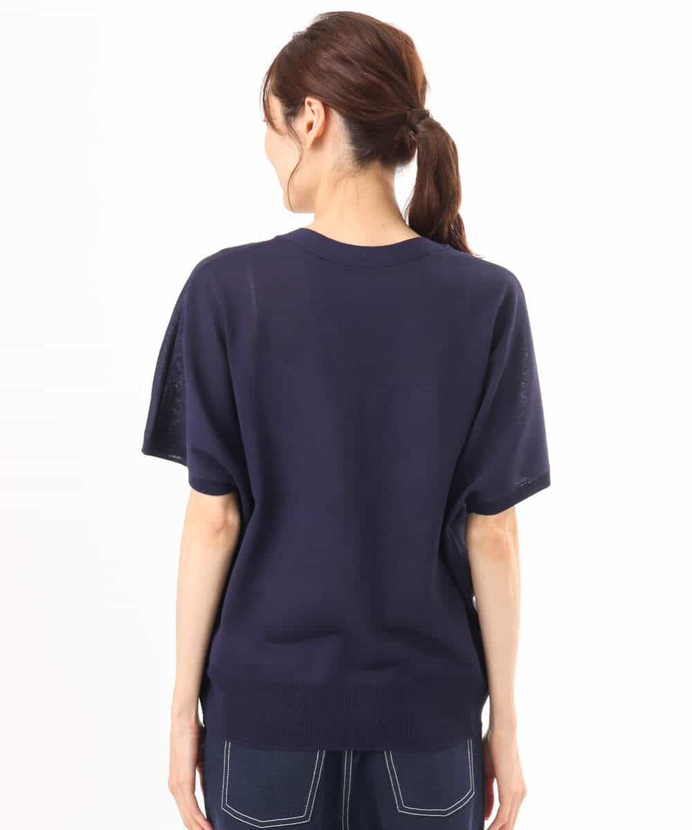 FKSHD61140 MK MICHEL KLEIN(MK ミッシェルクラン) [洗える]Vネックドルマンスリーブカーディガン ネイビー