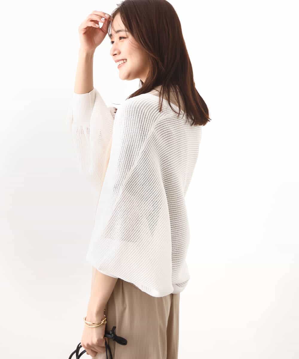 FKSHV60140 MK MICHEL KLEIN(MK ミッシェルクラン) レーシー編みモモンガニットカーディガン/洗える ベージュ