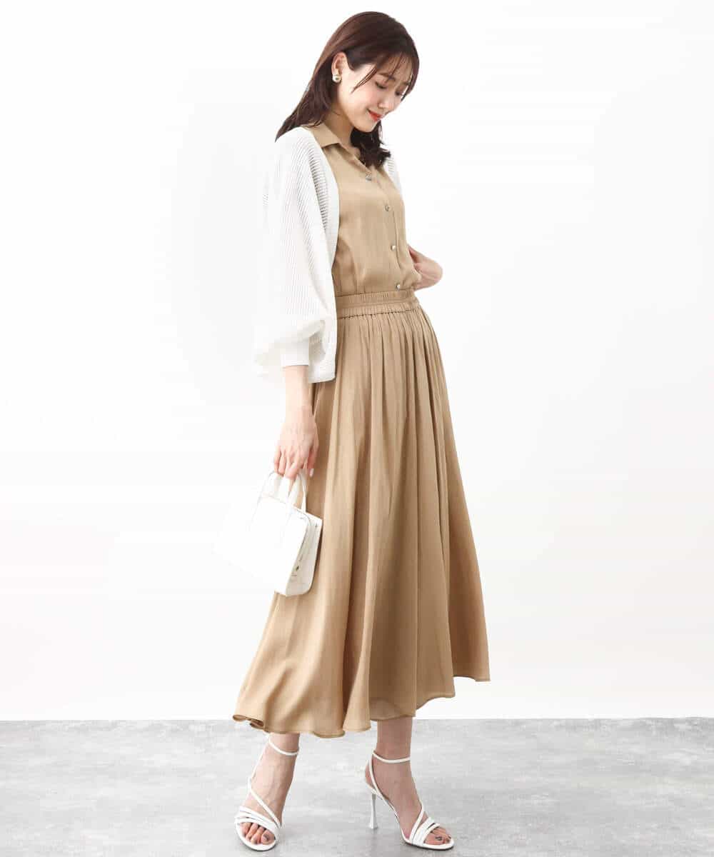 FKSHV60140 MK MICHEL KLEIN(MK ミッシェルクラン) レーシー編みモモンガニットカーディガン/洗える ベージュ