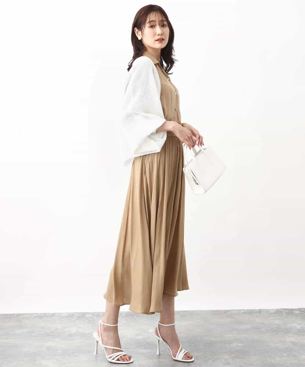 FKSHV60140 MK MICHEL KLEIN(MK ミッシェルクラン) レーシー編みモモンガニットカーディガン/洗える ベージュ