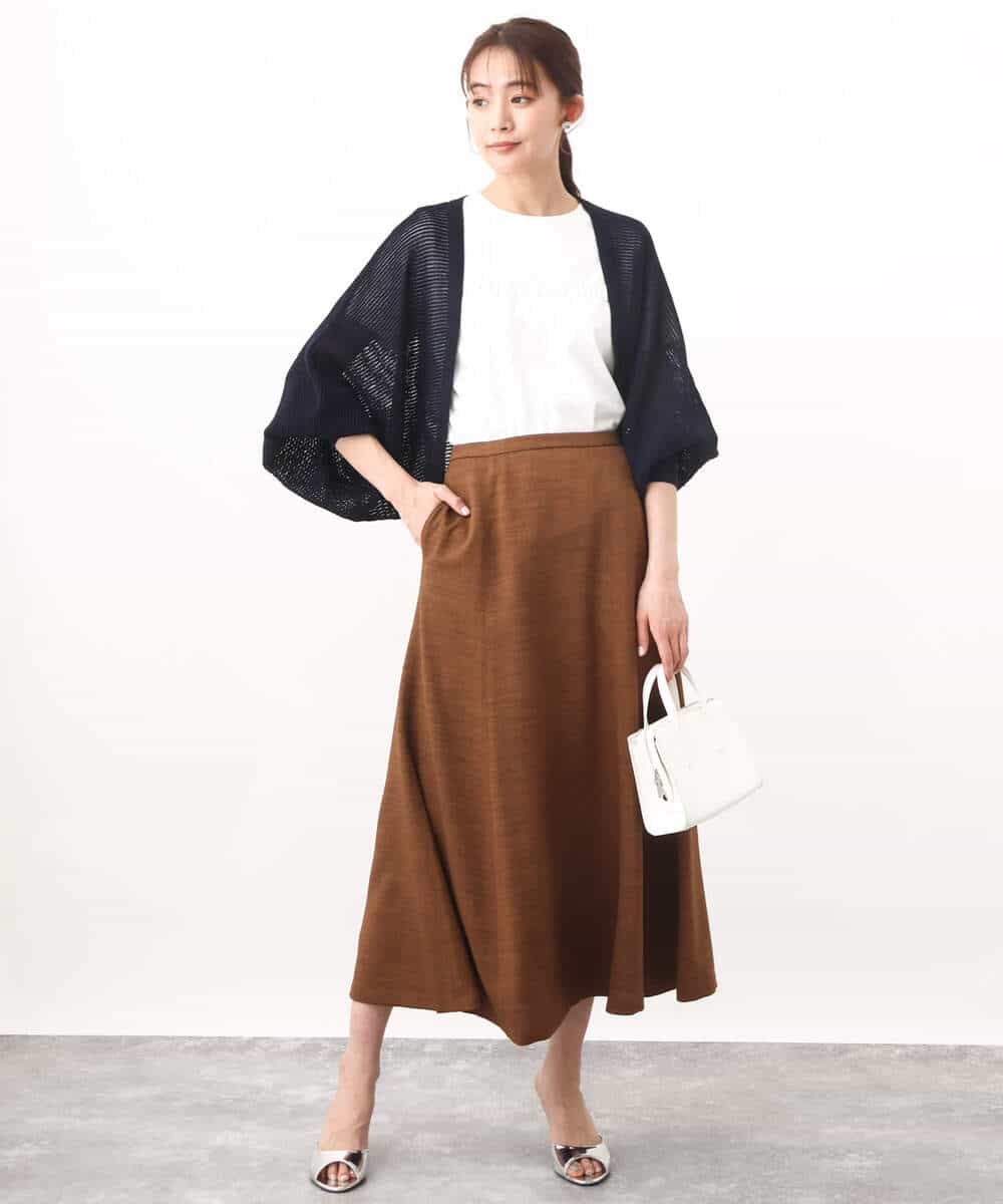 FKSHV60140 MK MICHEL KLEIN(MK ミッシェルクラン) レーシー編みモモンガニットカーディガン/洗える ベージュ