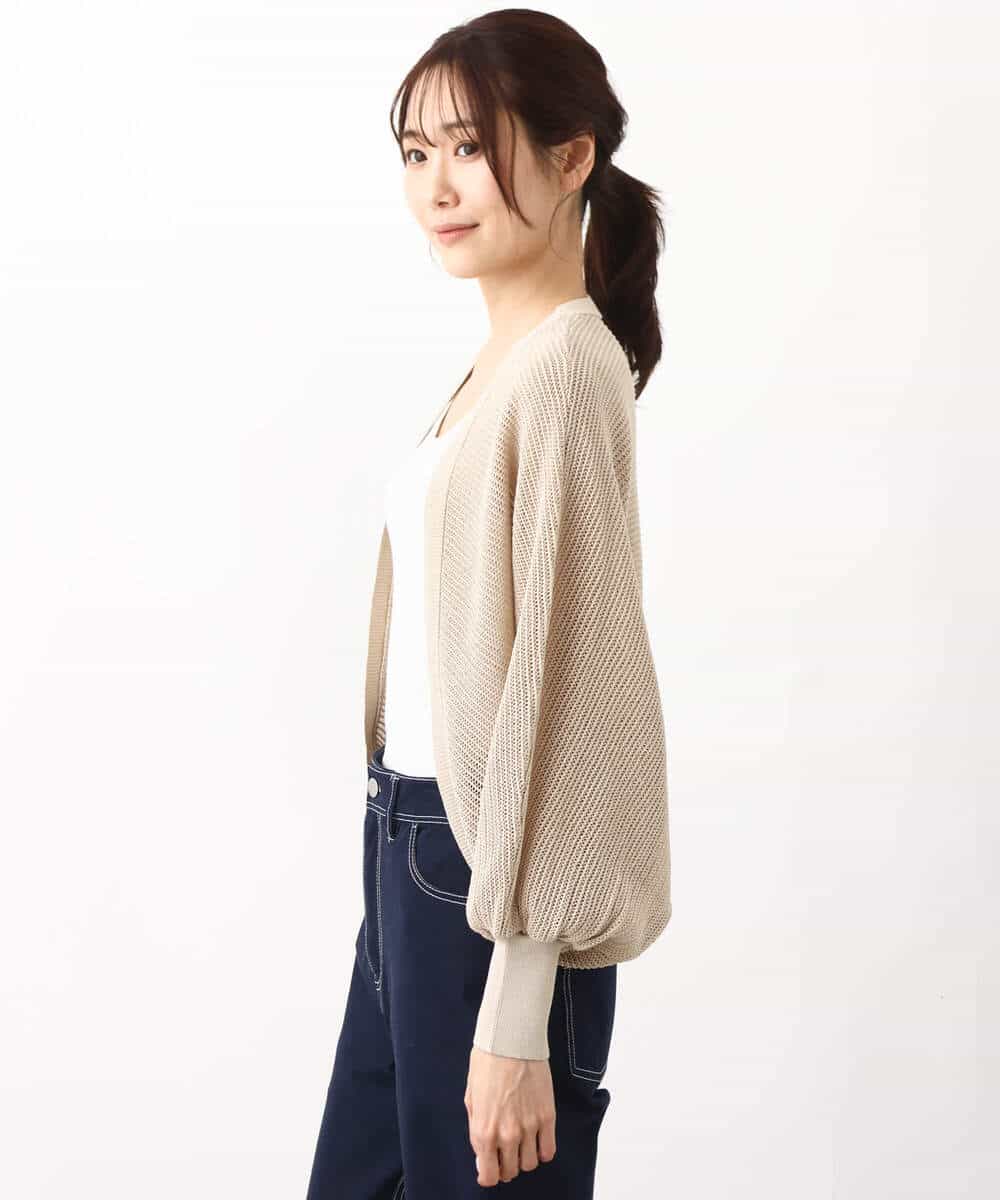 FKSHV60140 MK MICHEL KLEIN(MK ミッシェルクラン) レーシー編みモモンガニットカーディガン/洗える ベージュ