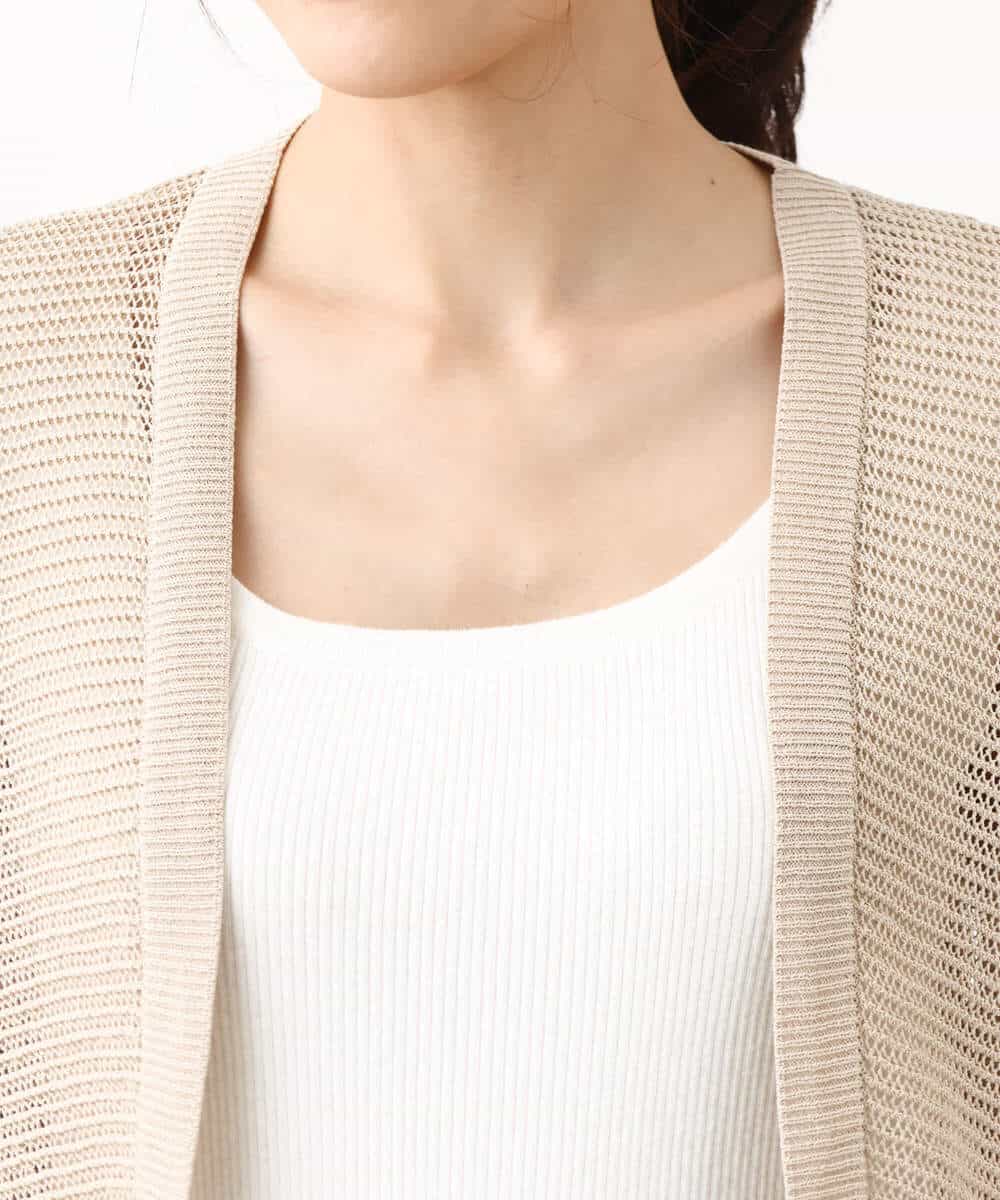 FKSHV60140 MK MICHEL KLEIN(MK ミッシェルクラン) レーシー編みモモンガニットカーディガン/洗える ベージュ