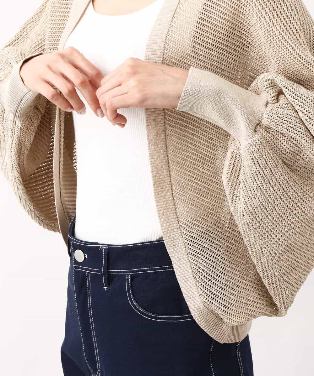 FKSHV60140 MK MICHEL KLEIN(MK ミッシェルクラン) レーシー編みモモンガニットカーディガン/洗える ベージュ