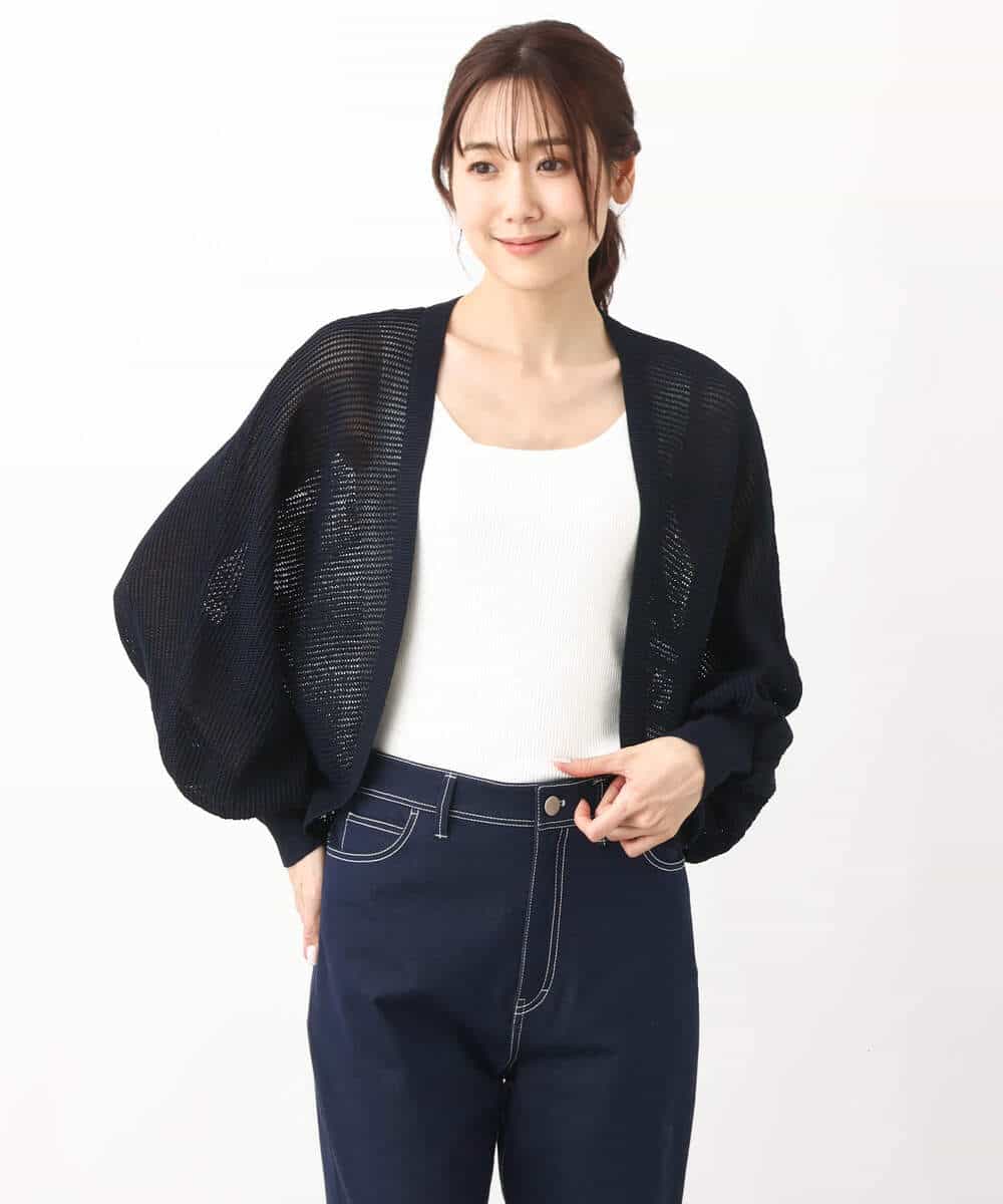FKSHV60140 MK MICHEL KLEIN(MK ミッシェルクラン) レーシー編みモモンガニットカーディガン/洗える ベージュ
